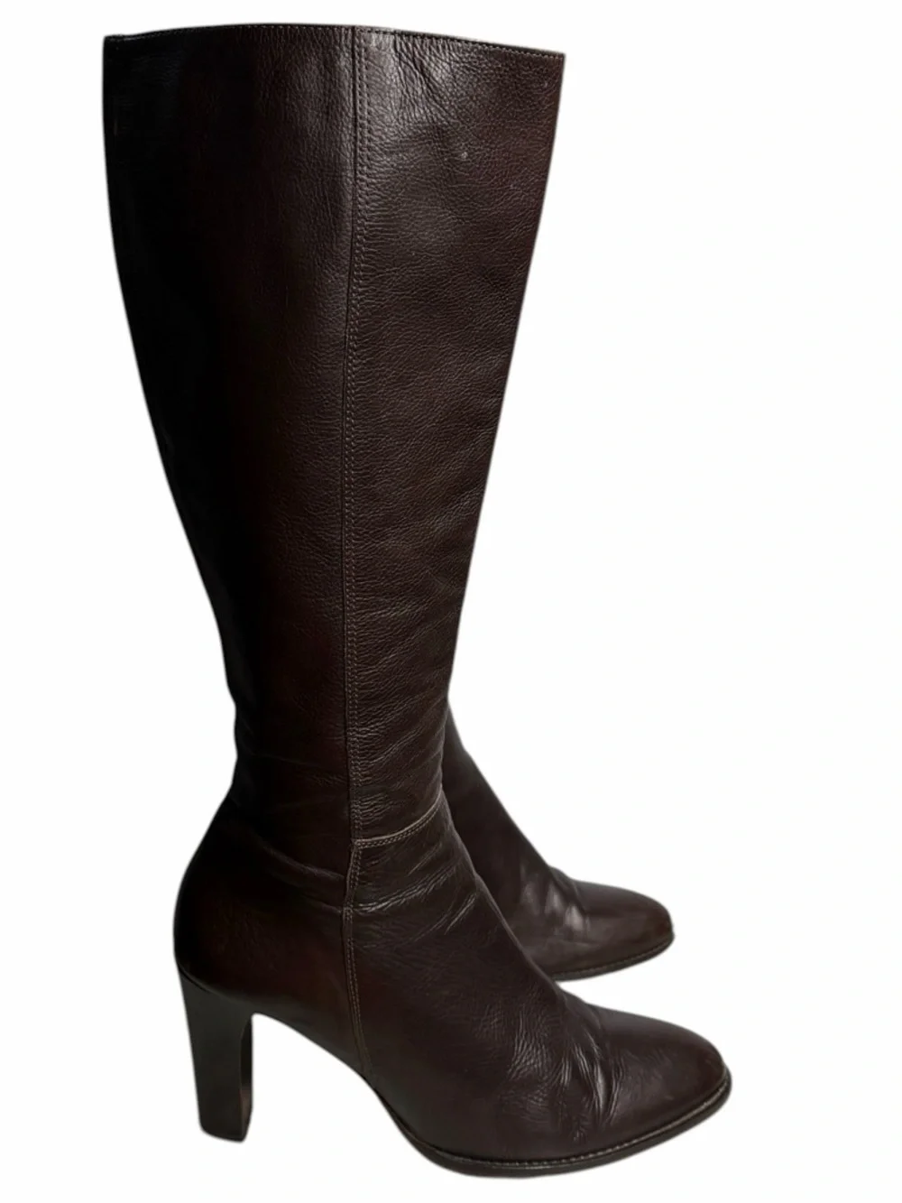 J. Crew Women’s Dark Brown Leather Knee-High Heeled Boots - Size 8 - Picture 2 of 14